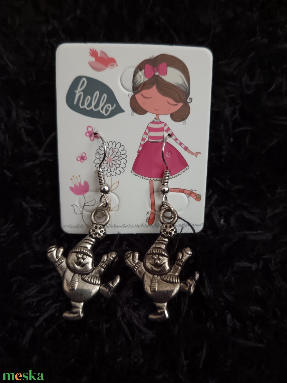 Vidám hóember fülbevaló  - ékszer - fülbevaló - lógó fülbevaló - Meska.hu