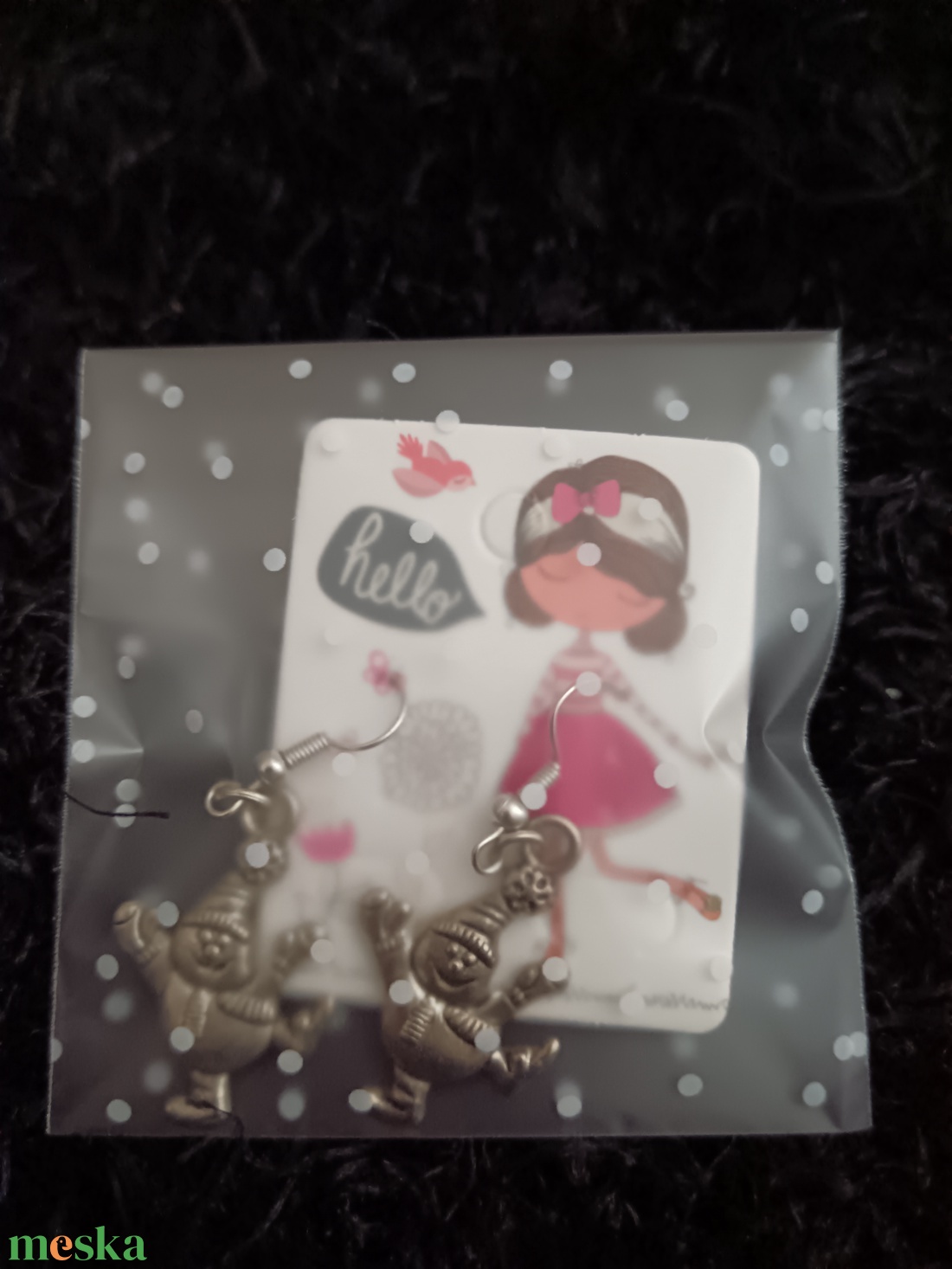 Vidám hóember fülbevaló  - ékszer - fülbevaló - lógó fülbevaló - Meska.hu