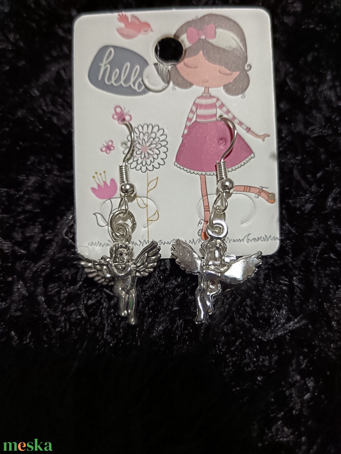 Fuvolázó angyal fülbevaló  - ékszer - fülbevaló - lógó fülbevaló - Meska.hu