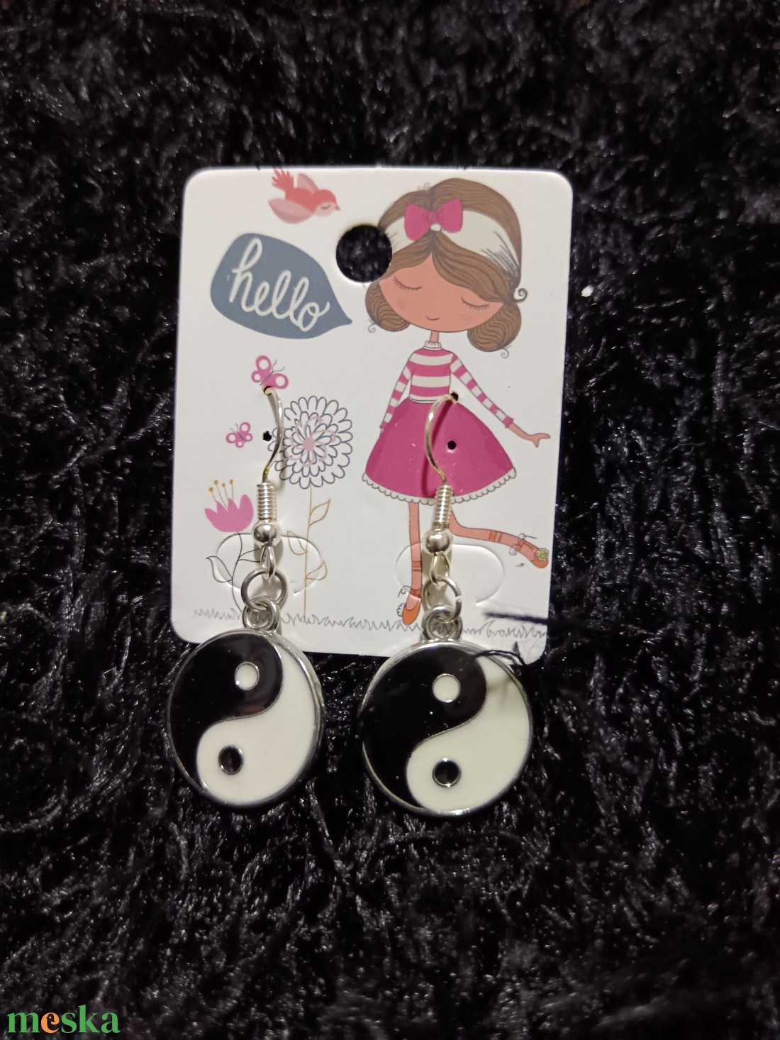 Jing és jang ying és yang fülbevaló  - ékszer - fülbevaló - lógó fülbevaló - Meska.hu