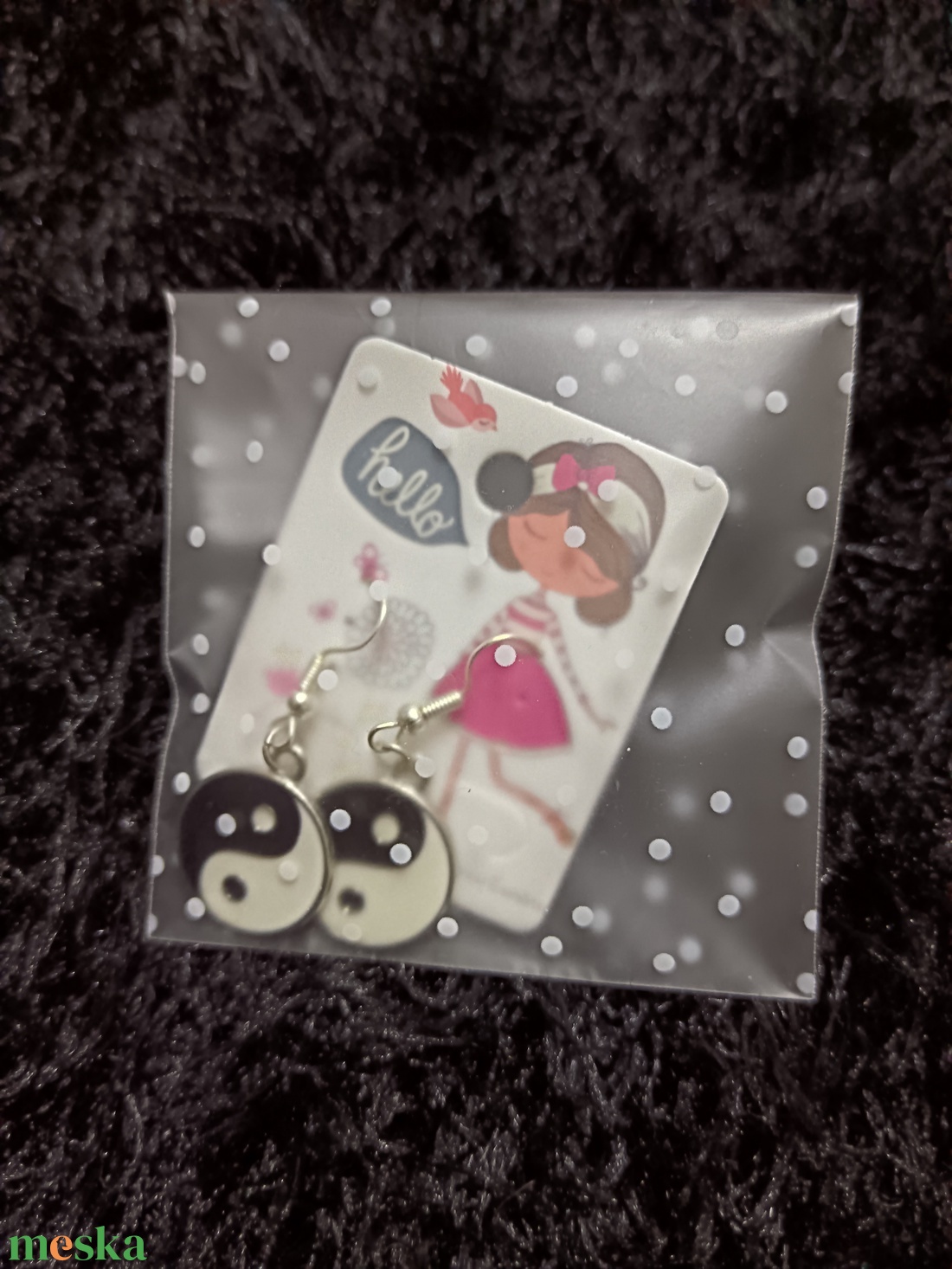 Jing és jang ying és yang fülbevaló  - ékszer - fülbevaló - lógó fülbevaló - Meska.hu