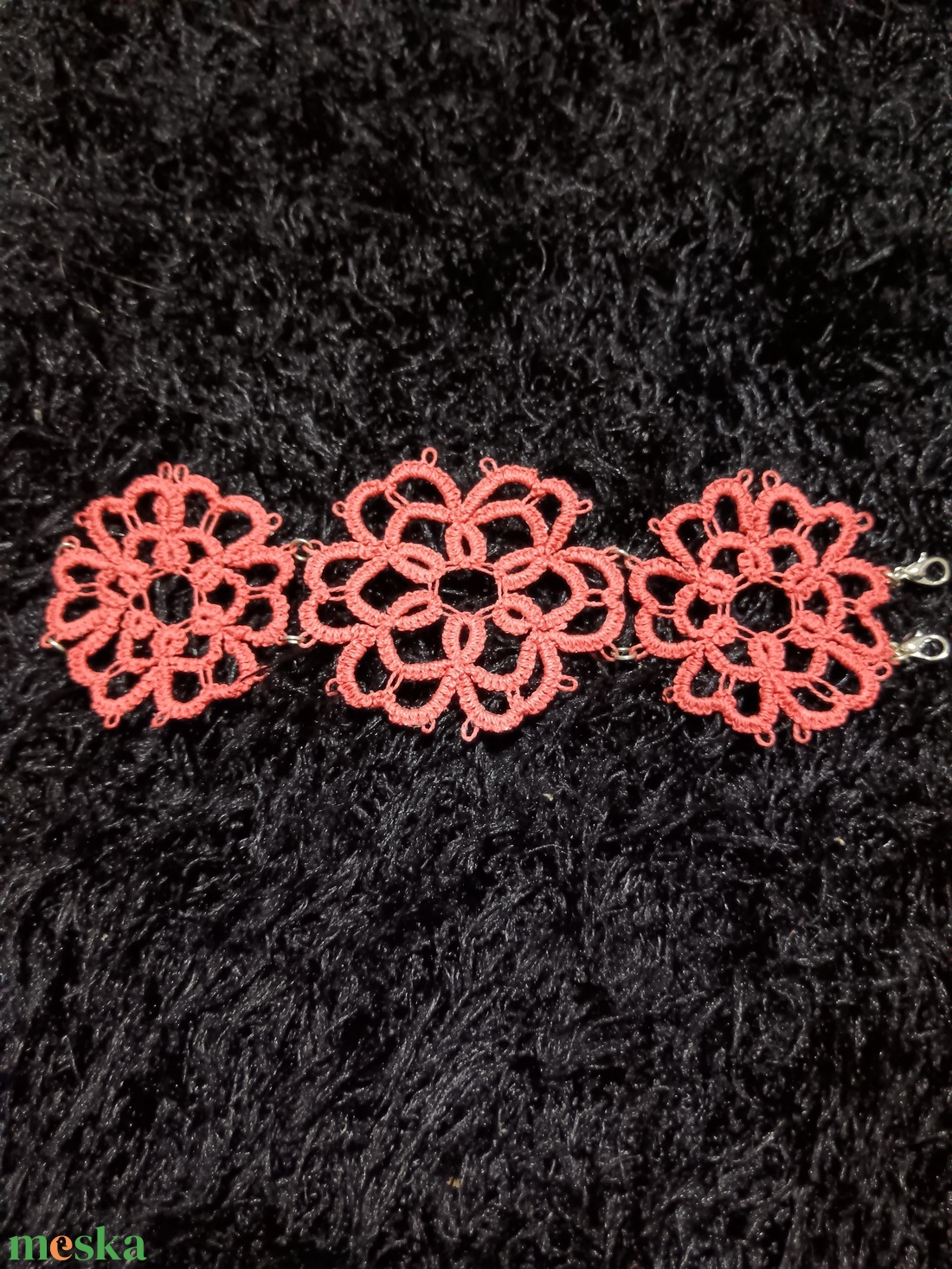 Nagy hajócsipke virágos karkötő  - ékszer - karkötő - széles karkötő - Meska.hu