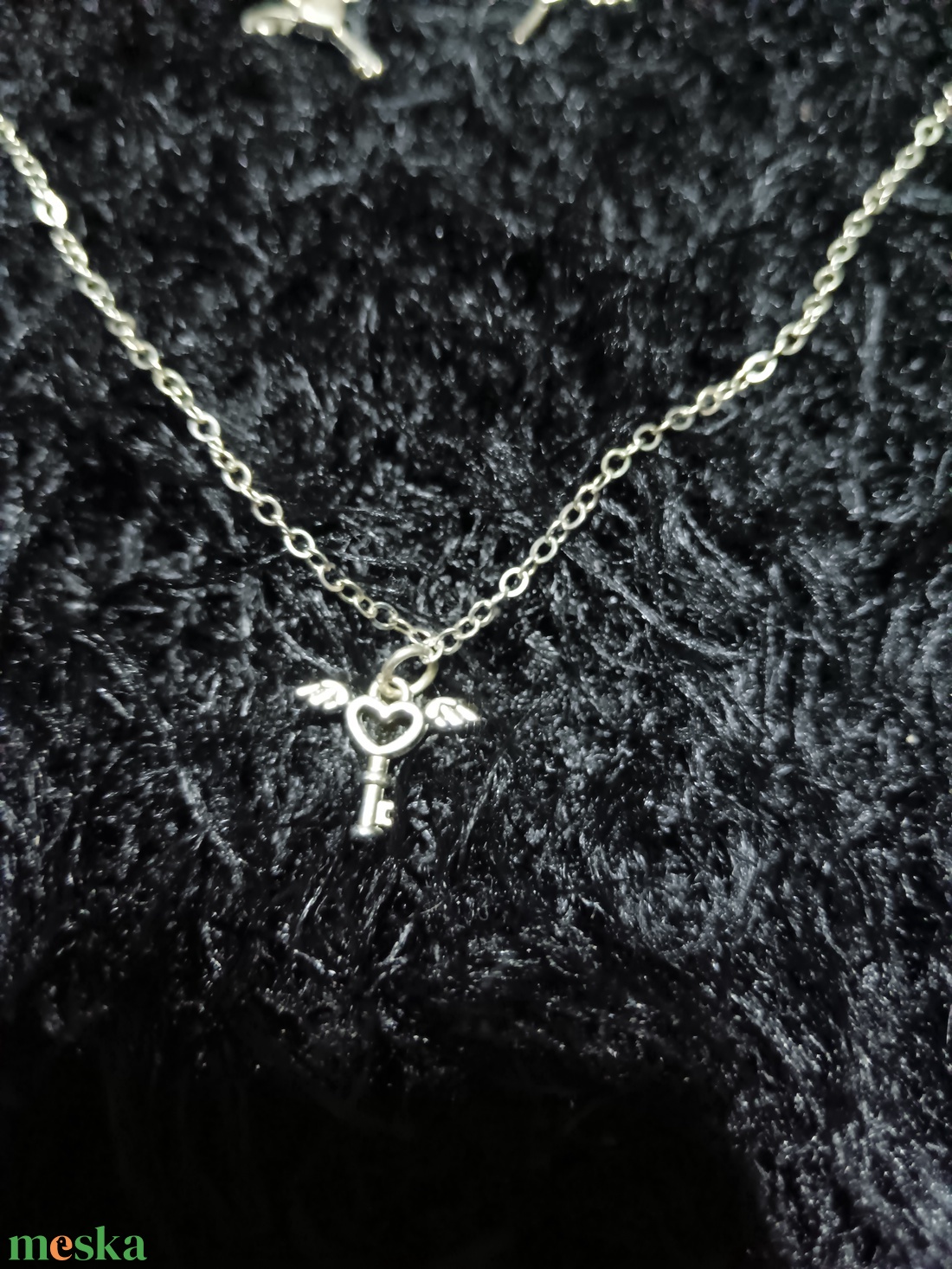 Angyal szárnyas szív kulcs fülbevaló és nyaklánc szett  - ékszer - ékszerszett - Meska.hu