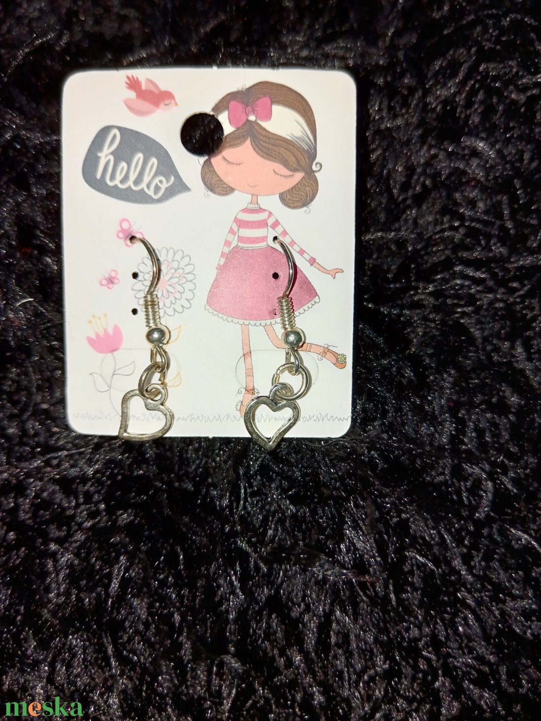 Szív fülbevaló  - ékszer - fülbevaló - lógó fülbevaló - Meska.hu