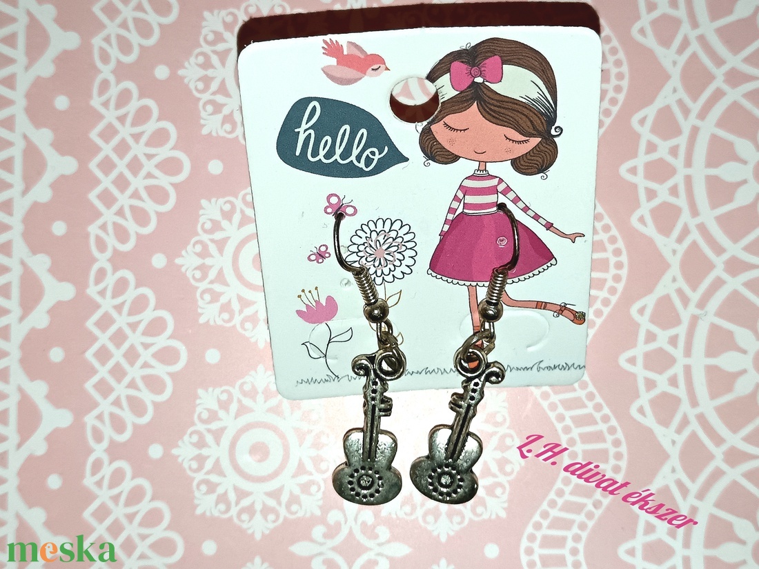 Gitár fülbevaló nem csak rockerek ek - ékszer - fülbevaló - lógó fülbevaló - Meska.hu