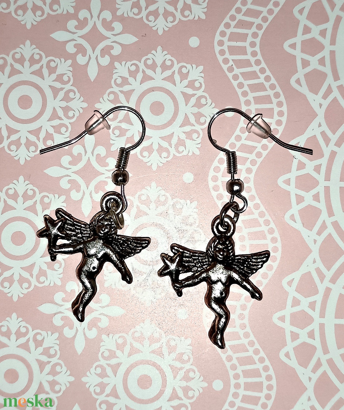 angyal fülbevaló  - ékszer - fülbevaló - lógó fülbevaló - Meska.hu