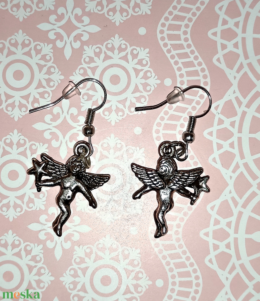 angyal fülbevaló  - ékszer - fülbevaló - lógó fülbevaló - Meska.hu