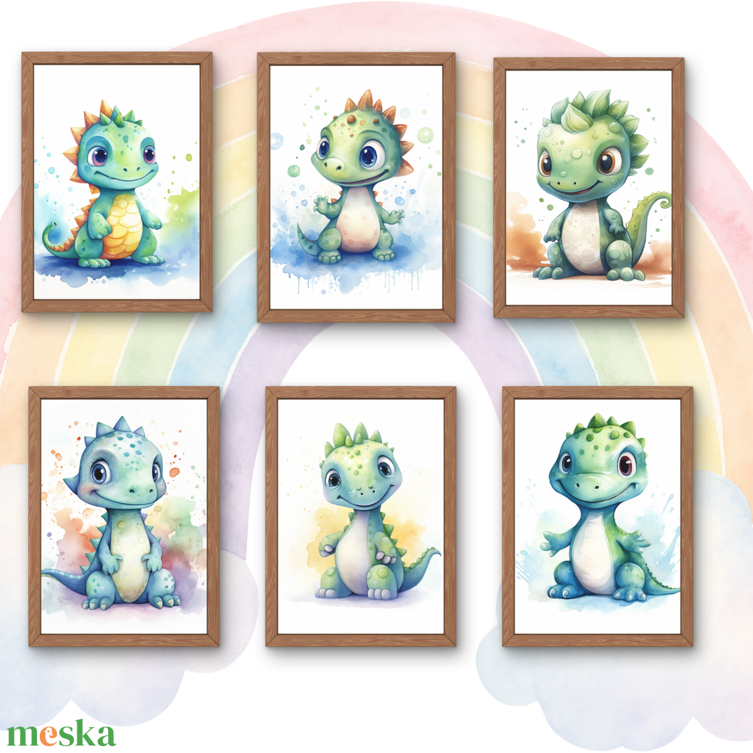 6db-os A/4-esméretű digitális baby dino témájú képsorozat gyermekszobába - művészet - grafika & illusztráció - digitális - Meska.hu