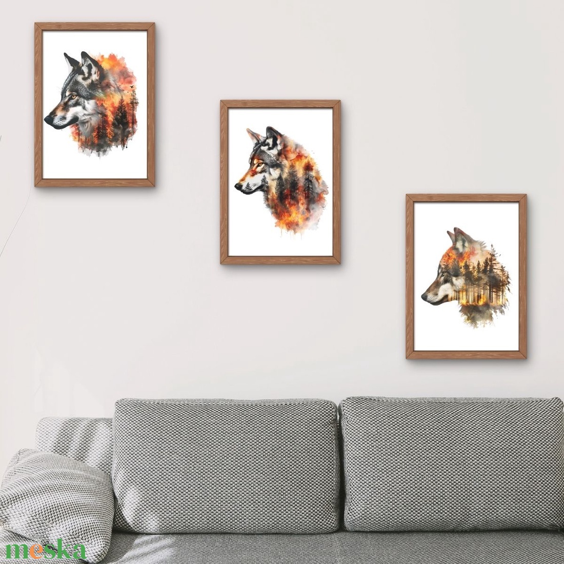 Farkasok falikép szett � 3 db- os digitális nyomat - művészet - grafika & illusztráció - digitális - Meska.hu