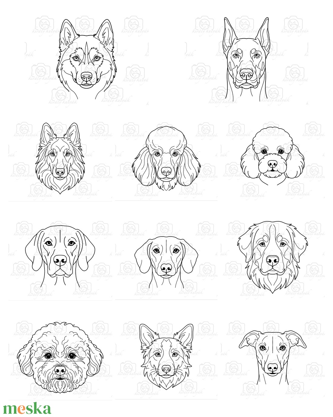 Line Art Kutyafajta � Fejportré (Digitális PNG) - művészet - grafika & illusztráció - digitális - Meska.hu