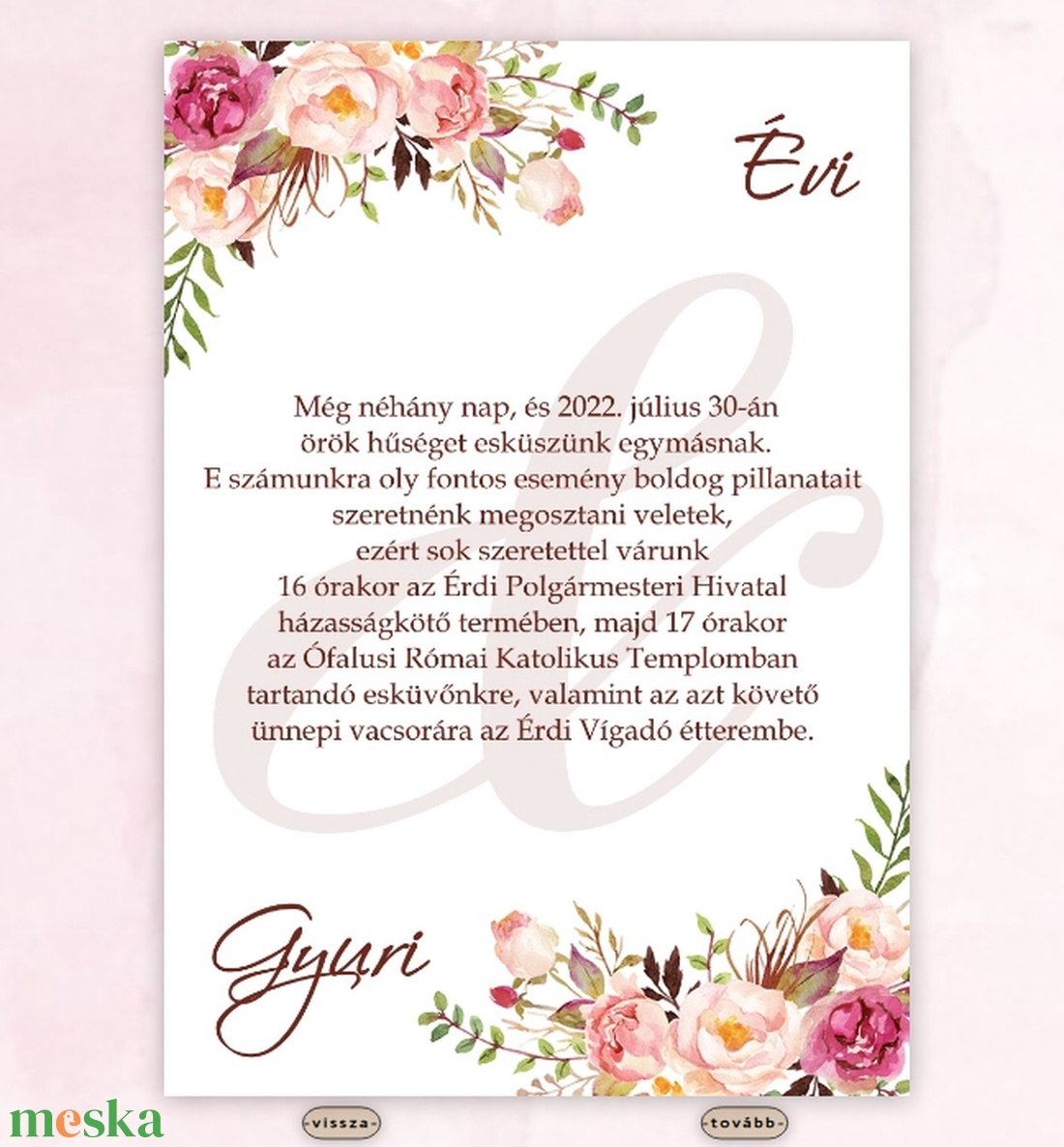 Digitális esküvői meghívó watercolor virág motívummal - művészet - grafika & illusztráció - digitális - Meska.hu Digitális esküvői meghívó watercolor virág motívummal - művészet - grafika & illusztráció - digitális - Meska.hu