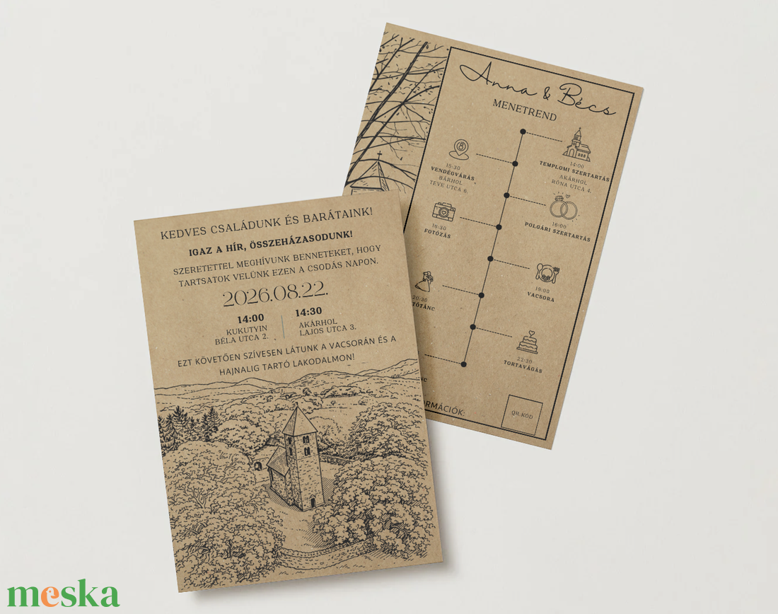 Egyedi helyszínnel/képpel - esküvői digitális meghívó - esküvő - meghívó & kártya - meghívó - Meska.hu