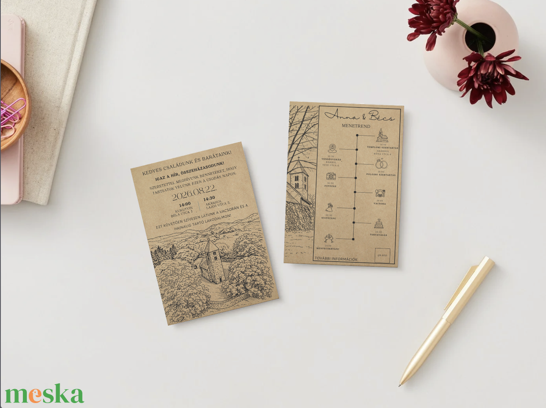 Egyedi helyszínnel/képpel - esküvői digitális meghívó - esküvő - meghívó & kártya - meghívó - Meska.hu