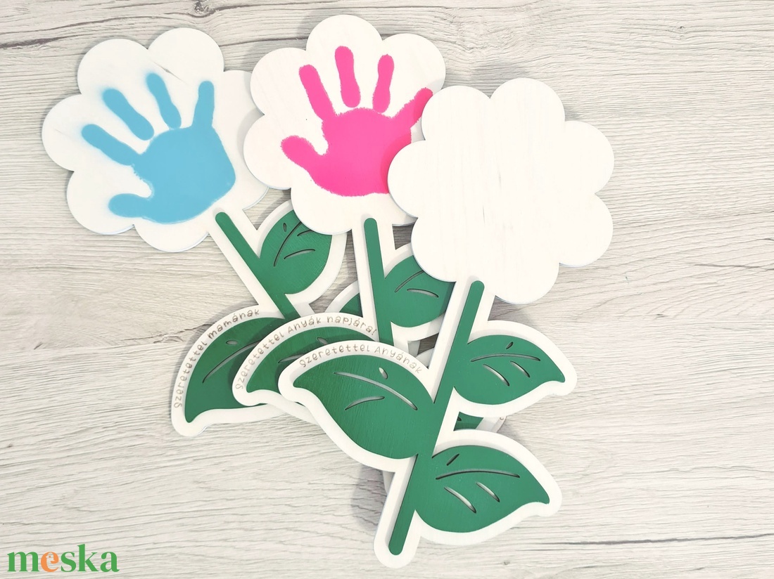 Anyák napi virág kézlenyomattal - otthon & életmód - virágdekoráció - virágdíszek - lézervágott virágdíszek - Meska.hu