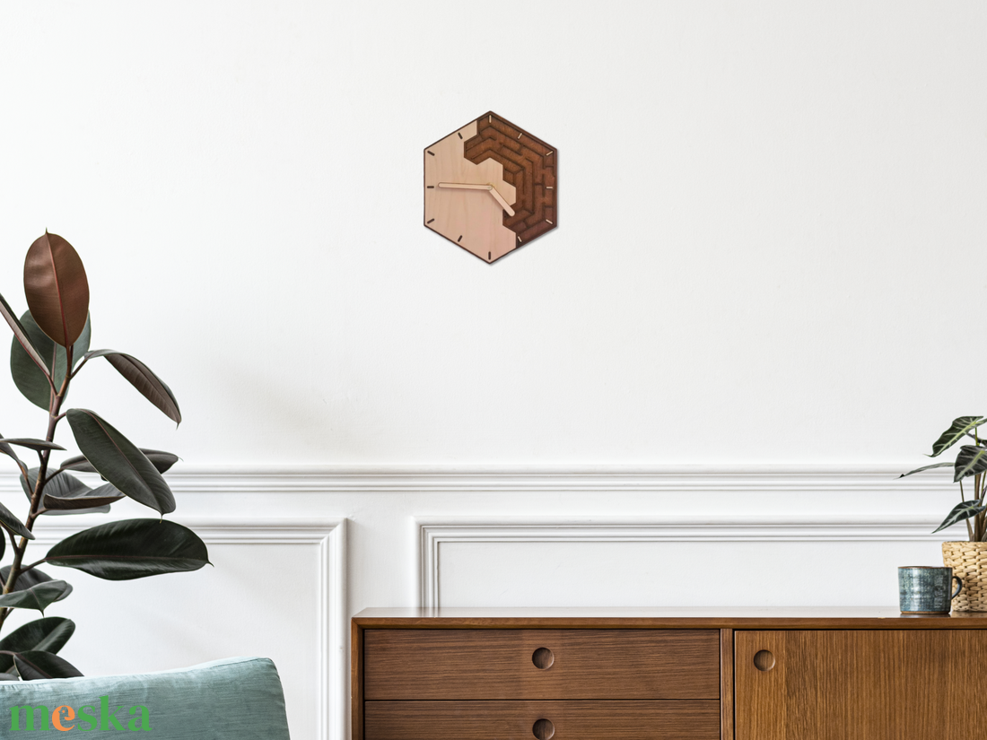 Hatszögletű labirintus falióra - Hexalabyrinth - otthon & életmód - dekoráció - fali és függő dekoráció - falióra & óra - Meska.hu