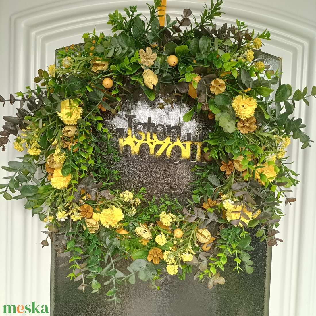 Isten hozott ajtódísz, koszorú, kopogtató  - otthon & életmód - dekoráció - virágdísz és tartó - koszorú - Meska.hu