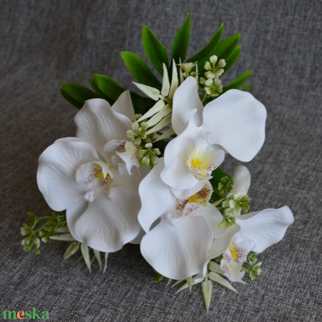 Orchidea csokor pálmalevéllel - otthon & életmód - dekoráció - virágdekoráció - virágok - virágcsokor - Meska.hu