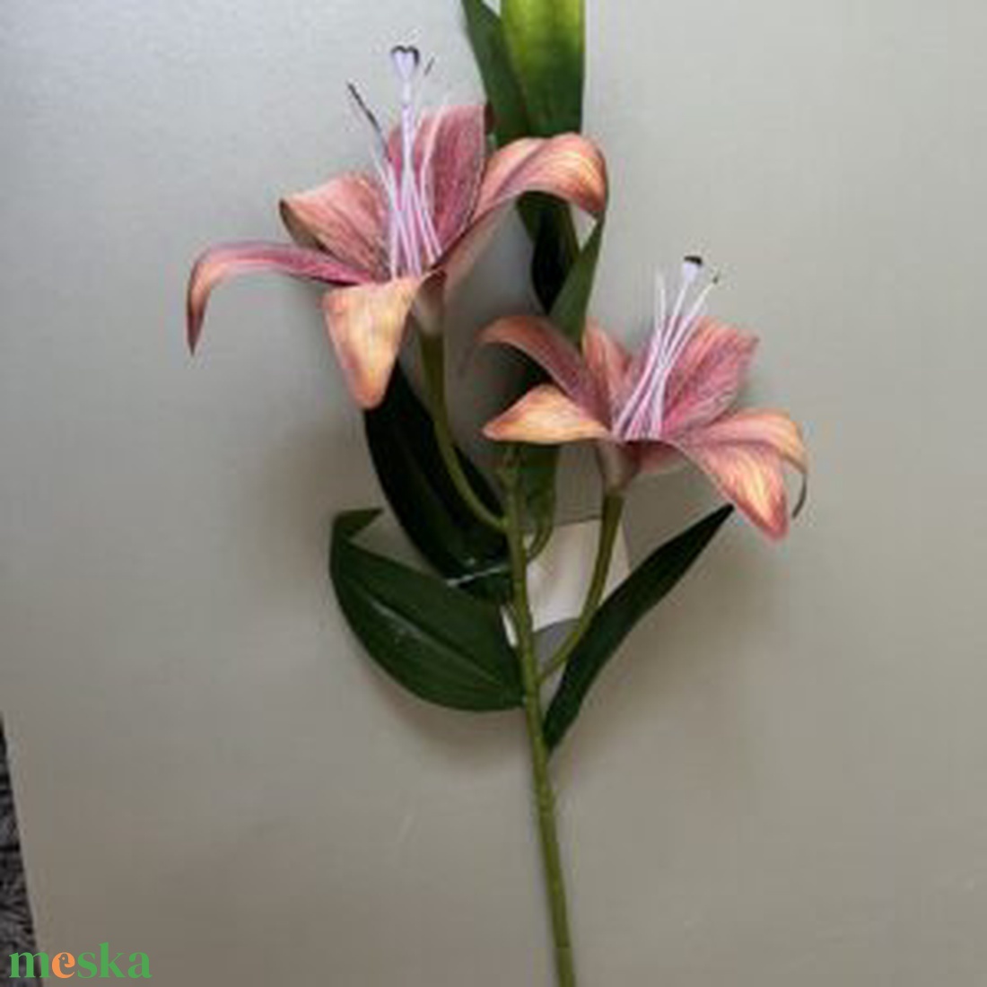 Hosszú szárú liliom narancs- bordó - otthon & életmód - dekoráció - virágdekoráció - virágok - szálas virág - Meska.hu