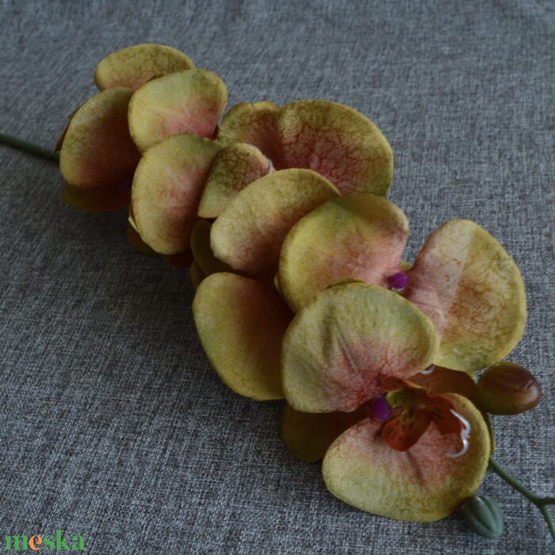 Narancs- zöld orchidea - otthon & életmód - dekoráció - virágdekoráció - virágok - szálas virág - Meska.hu