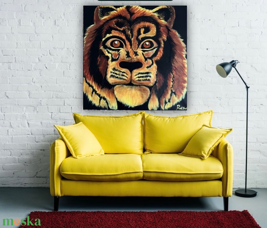Oroszlánfej festmény - művészet - festmény - akril - Meska.hu
