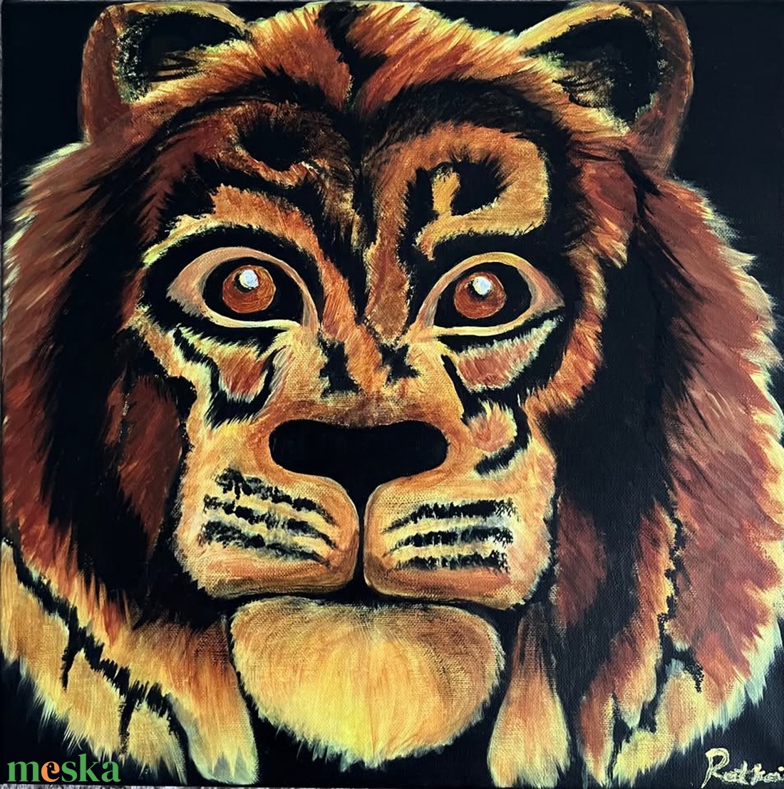 Oroszlánfej festmény - művészet - festmény - akril - Meska.hu