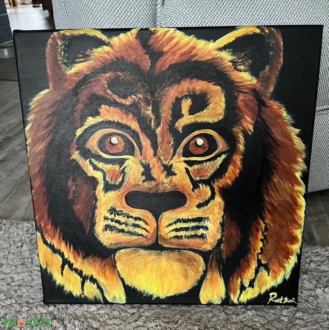 Oroszlánfej festmény - művészet - festmény - akril - Meska.hu