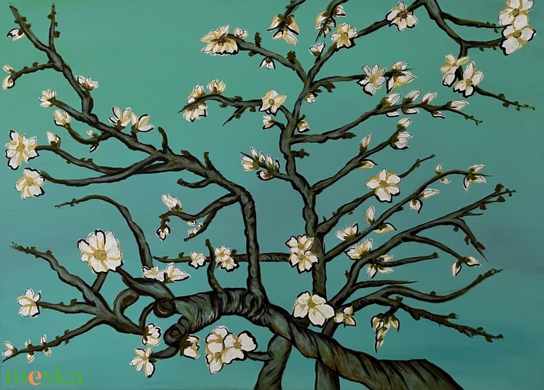 Mandulavirágzás festmény - művészet - festmény - akril - Meska.hu