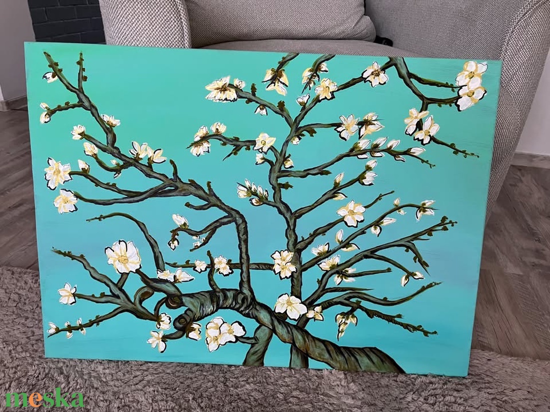 Mandulavirágzás festmény - művészet - festmény - akril - Meska.hu