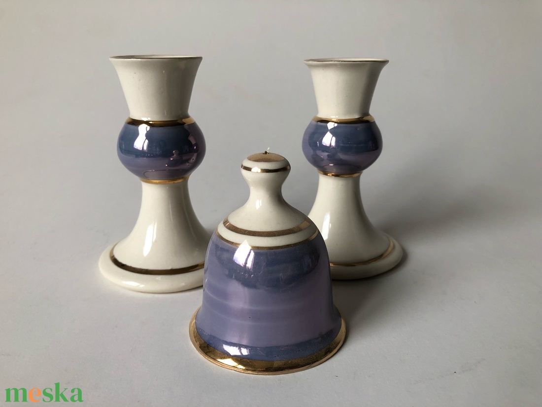 Karácsonyi aprószett: gyertyatartók és csengő - karácsony - karácsonyi lakásdekoráció - ünnepi asztaldekoráció - Meska.hu