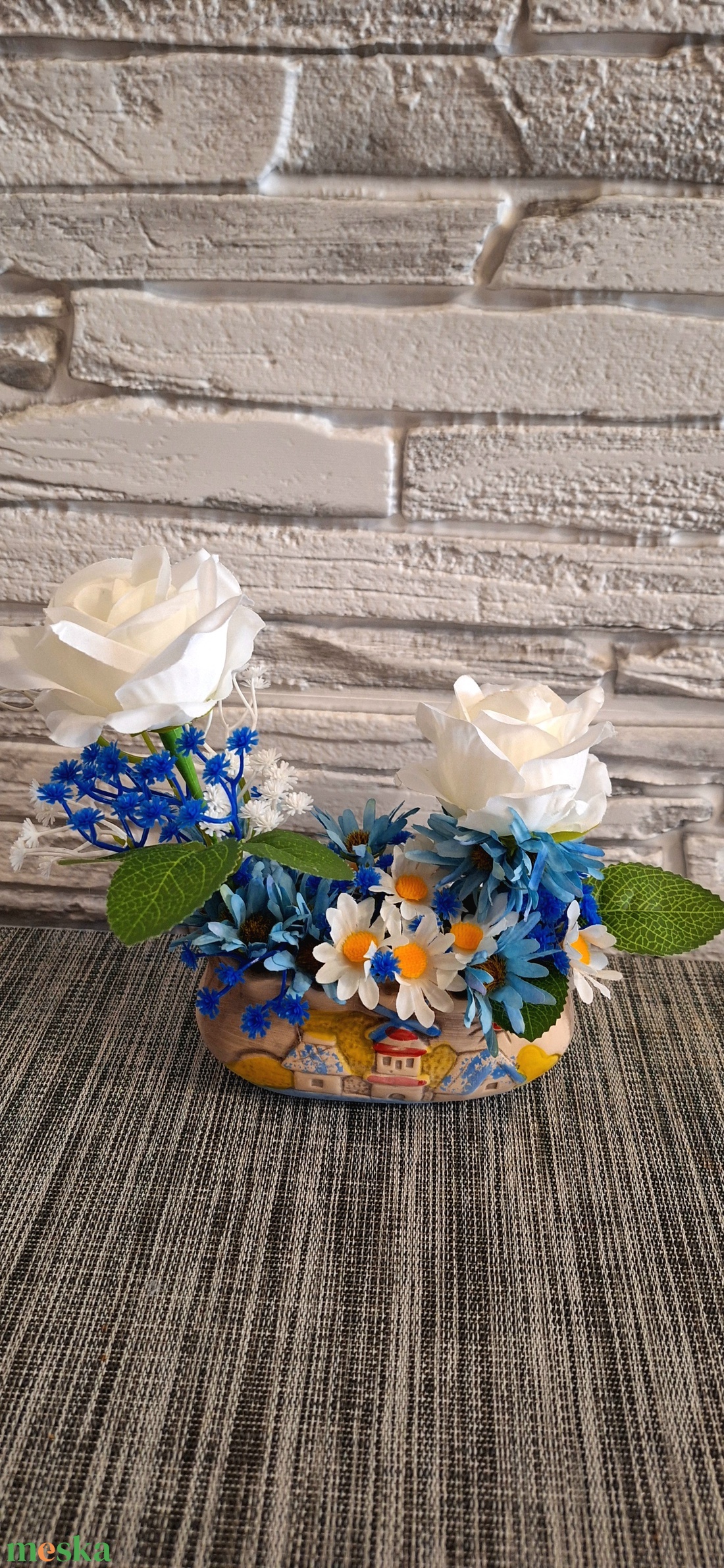 Tavaszi és mediterrán asztaldísz  - otthon & életmód - virágdekoráció - virágdíszek - asztali virágdísz - Meska.hu