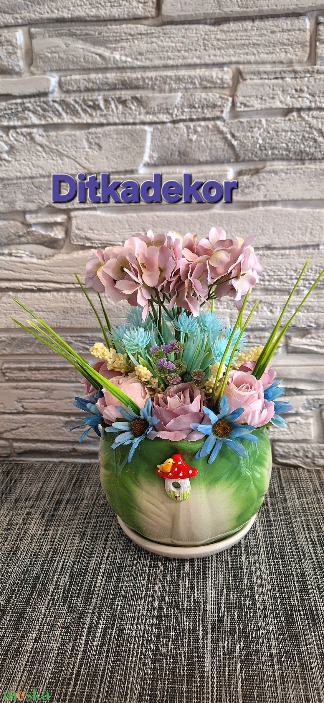 Tavaszi kert kaspóban � dús hortenziával és rózsákkal - otthon & életmód - dekoráció - asztal és polc dekoráció - asztaldísz - Meska.hu