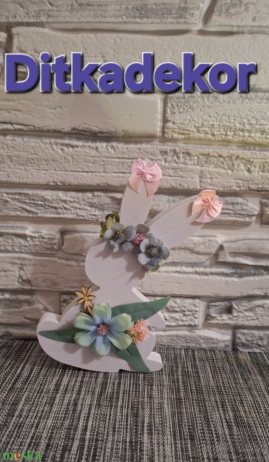 Pasztell Menta Fa Nyuszi � Modern Kézműves Húsvéti Dísz  - ünnepi díszek, dekorációk - húsvéti díszek és dekorációk - húsvéti ablakdíszek - Meska.hu