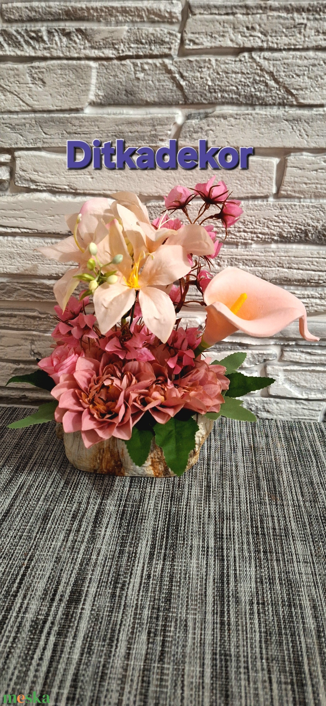 Luxus Pasztell Virágkompozíció � Márvány Mintás Kerámia Kaspóban (20 cm) - ünnepi díszek, dekorációk - húsvéti díszek és dekorációk - húsvéti asztaldíszek - Meska.hu