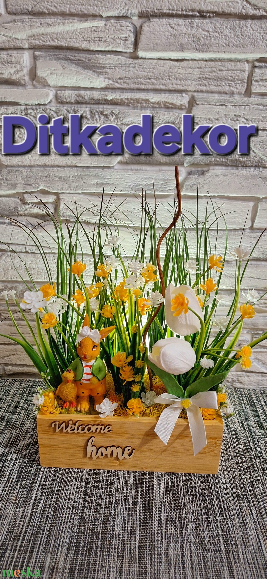 Vintage tavaszi álom � Üde bambusz ládika tulipánnal és hortenziával  - ünnepi díszek, dekorációk - húsvéti díszek és dekorációk - húsvéti asztaldíszek - Meska.hu