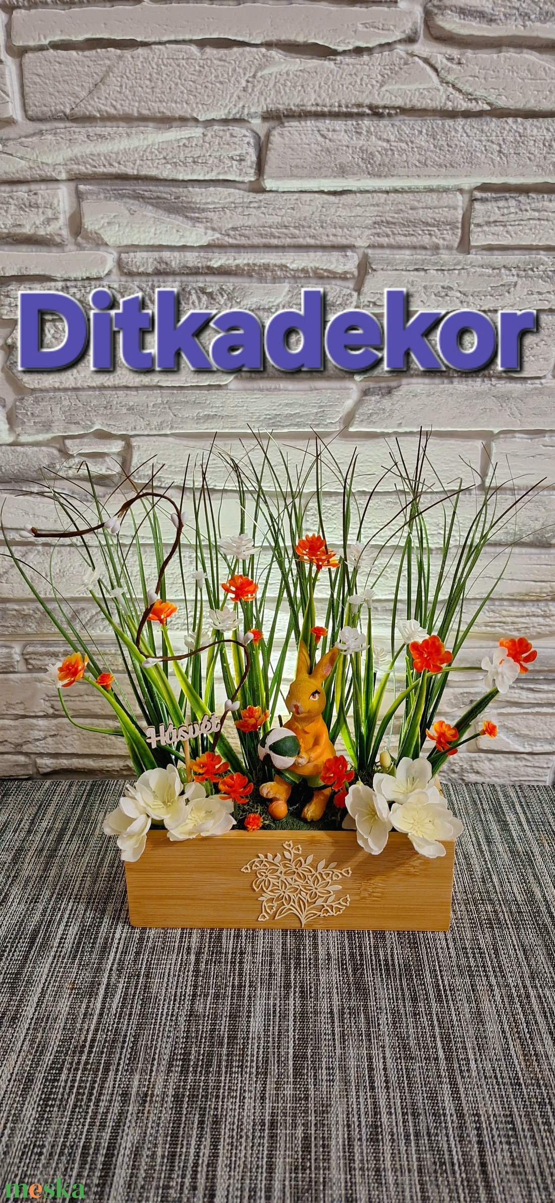 Vintage tavaszi álom � Üde bambusz ládika tulipánnal és hortenziával  - ünnepi díszek, dekorációk - húsvéti díszek és dekorációk - húsvéti asztaldíszek - Meska.hu