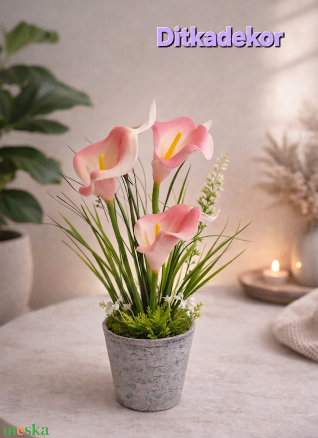 Anyák napiLágyság és Szeretet � Elegáns rózsaszín kála dísz Anyák napjára(25cm magas) - otthon & életmód - virágdekoráció - virágdíszek - virágdísz kaspóban - Meska.hu