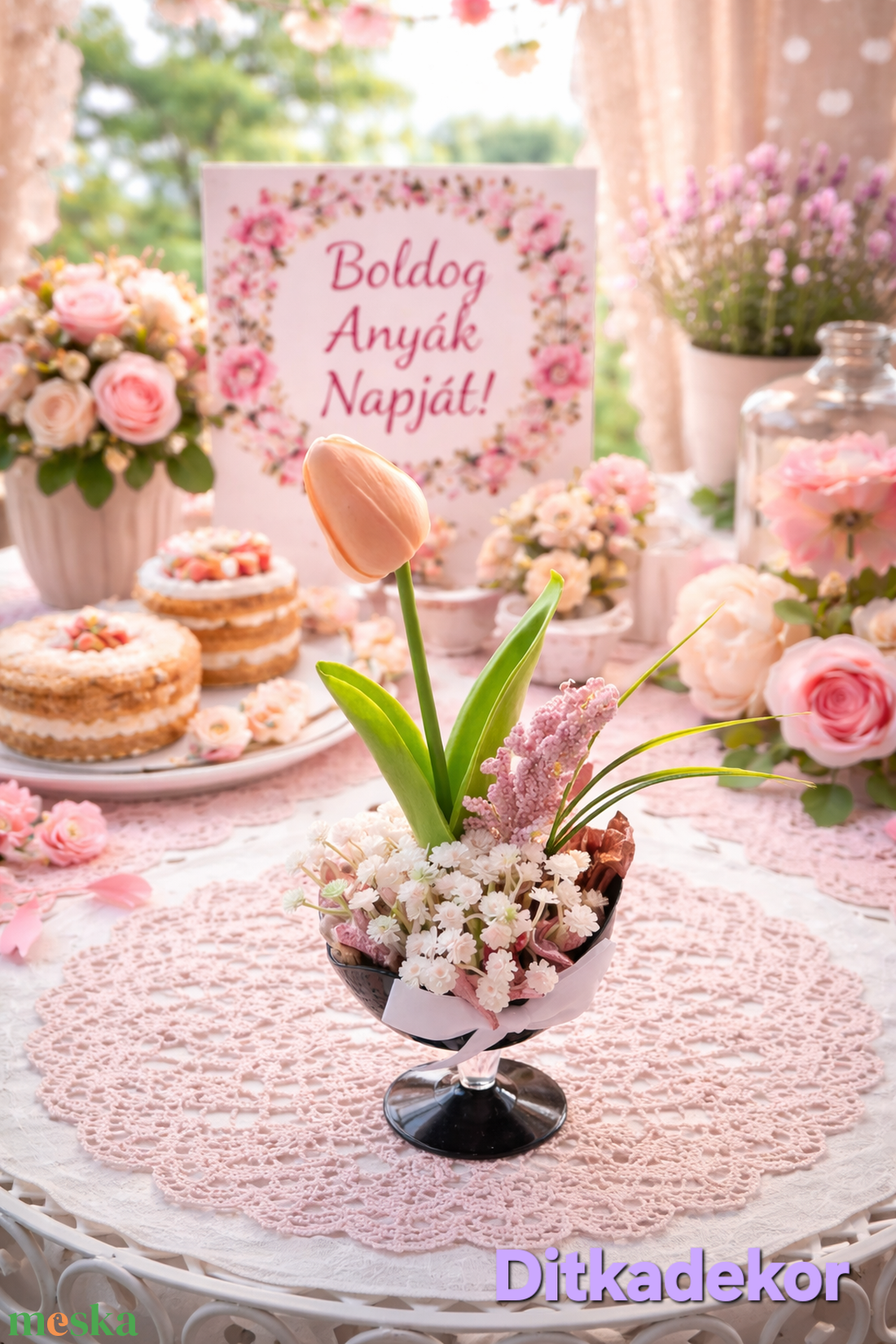 Anyák napiTulipán-kehelyben(15cm magas) - otthon & életmód - dekoráció - asztal és polc dekoráció - asztaldísz - Meska.hu