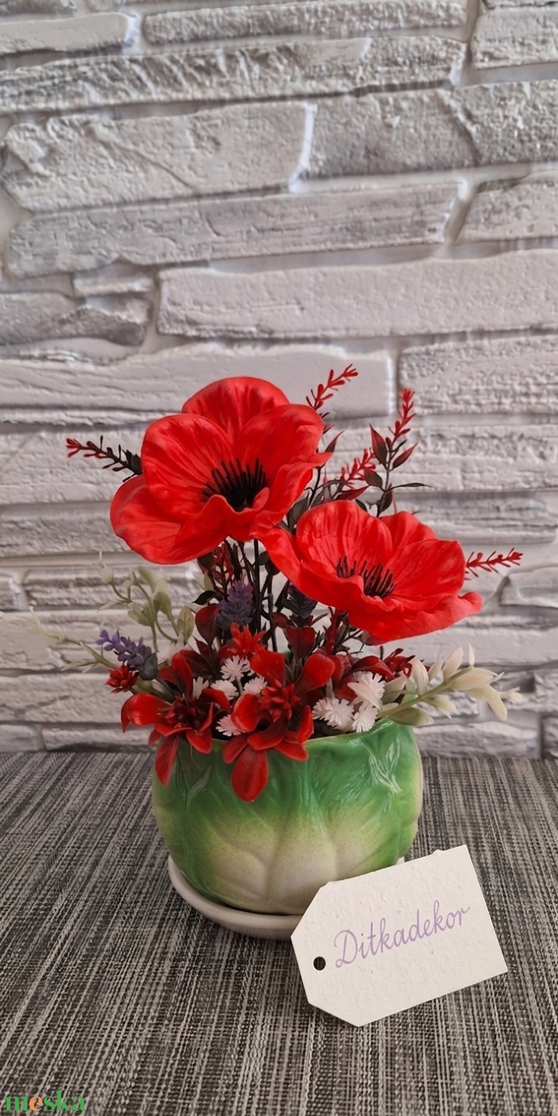 Élethű pipacs asztaldísz kerámia kaspóban � Piros örökvirág dekoráció - otthon & életmód - dekoráció - asztal és polc dekoráció - asztaldísz - Meska.hu