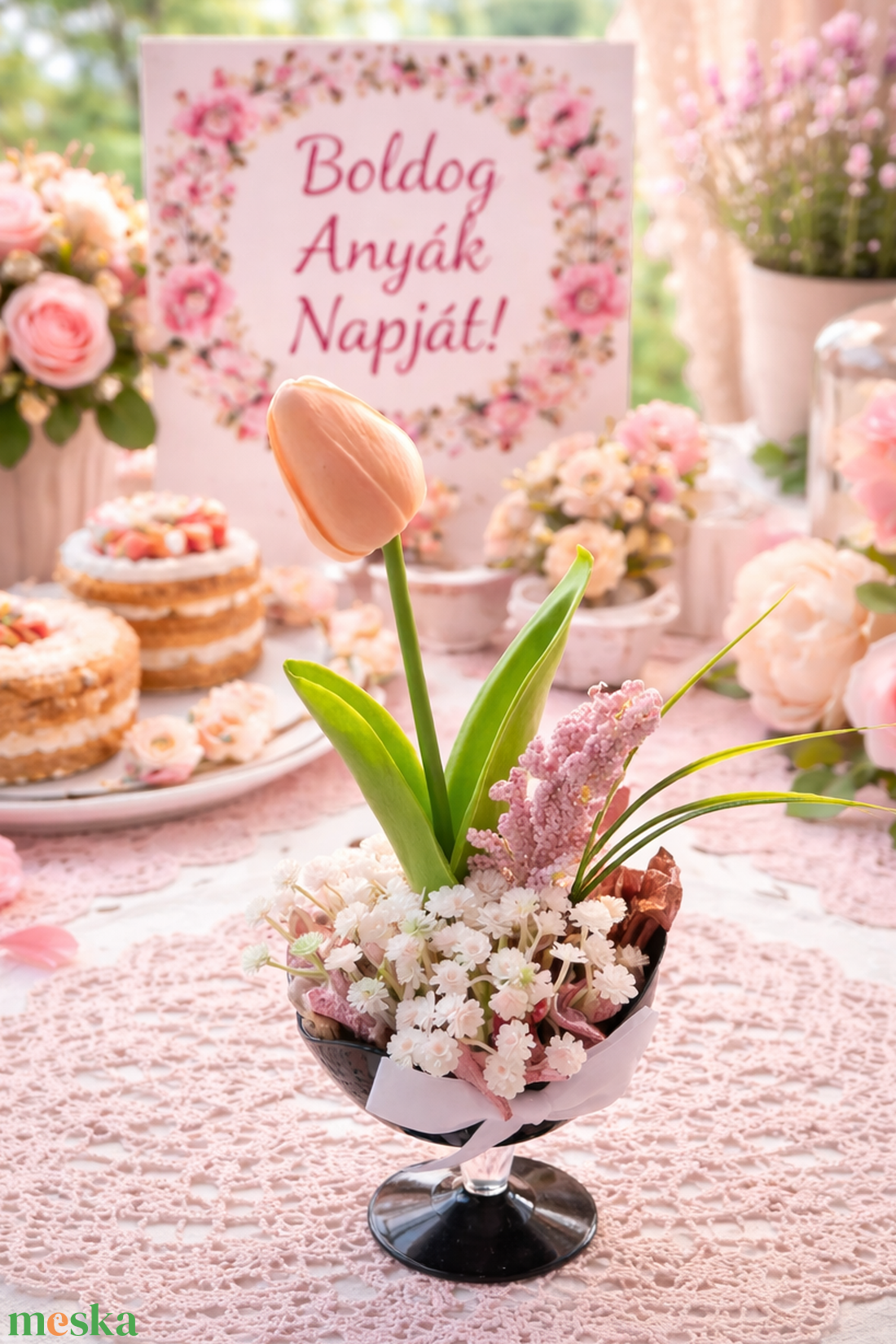 Anyák napiTulipán-kehelyben(15cm magas) - otthon & életmód - dekoráció - asztal és polc dekoráció - asztaldísz - Meska.hu
