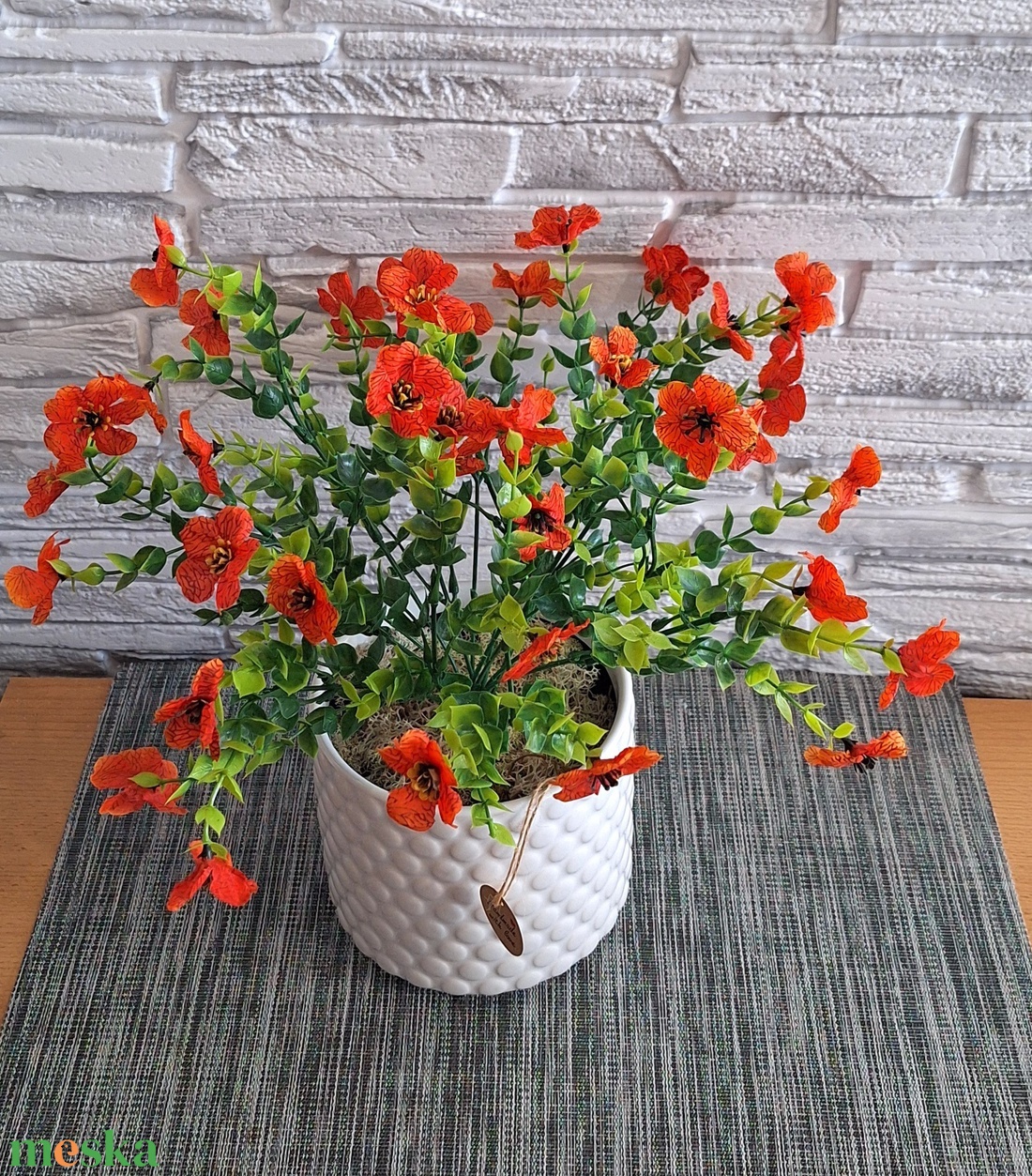 Provence-i álom � Rusztikus narancssárga dekoráció pöttyös kaspóban(35cm magas) - otthon & életmód - dekoráció - asztal és polc dekoráció - asztaldísz - Meska.hu