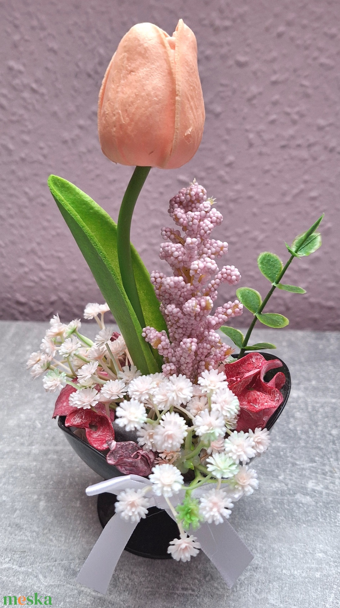 Kelyhes tavaszi asztaldísz � Romantikus barack tulipánnal(15cm magas) - otthon & életmód - dekoráció - asztal és polc dekoráció - asztaldísz - Meska.hu