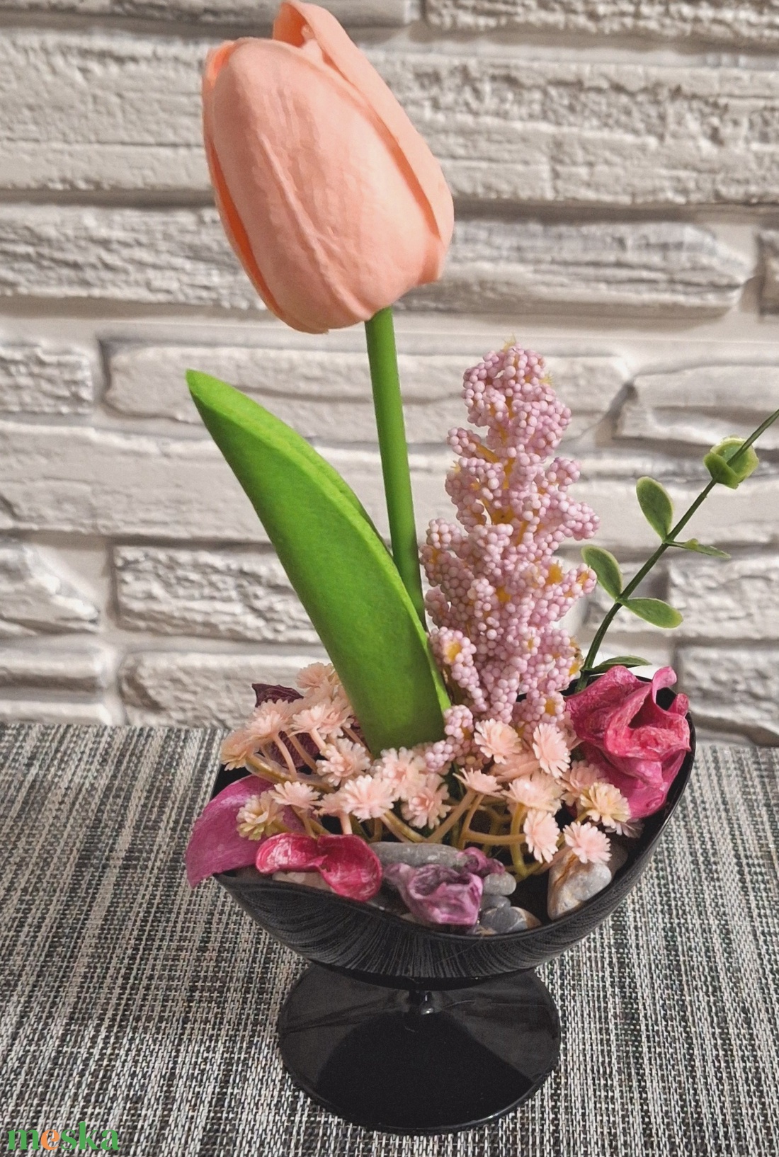Kelyhes tavaszi asztaldísz � Romantikus barack tulipánnal(15cm magas) - otthon & életmód - dekoráció - asztal és polc dekoráció - asztaldísz - Meska.hu