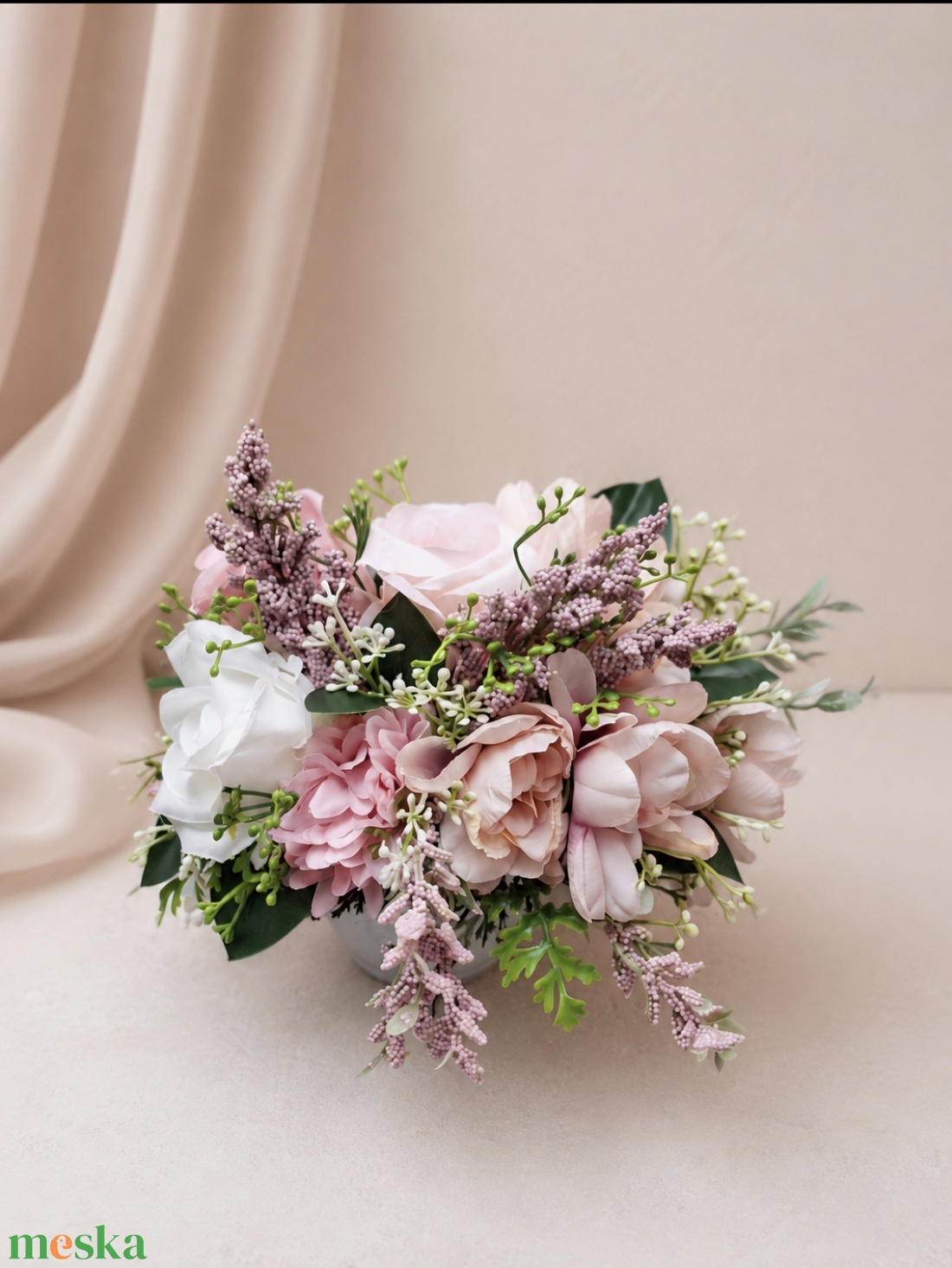 Álombeli Rózsakert � Rusztikus, kézzel festett csészébe zárt Rózsa és Jázmin csokor(20cm magas) - otthon & életmód - dekoráció - asztal és polc dekoráció - asztaldísz - Meska.hu