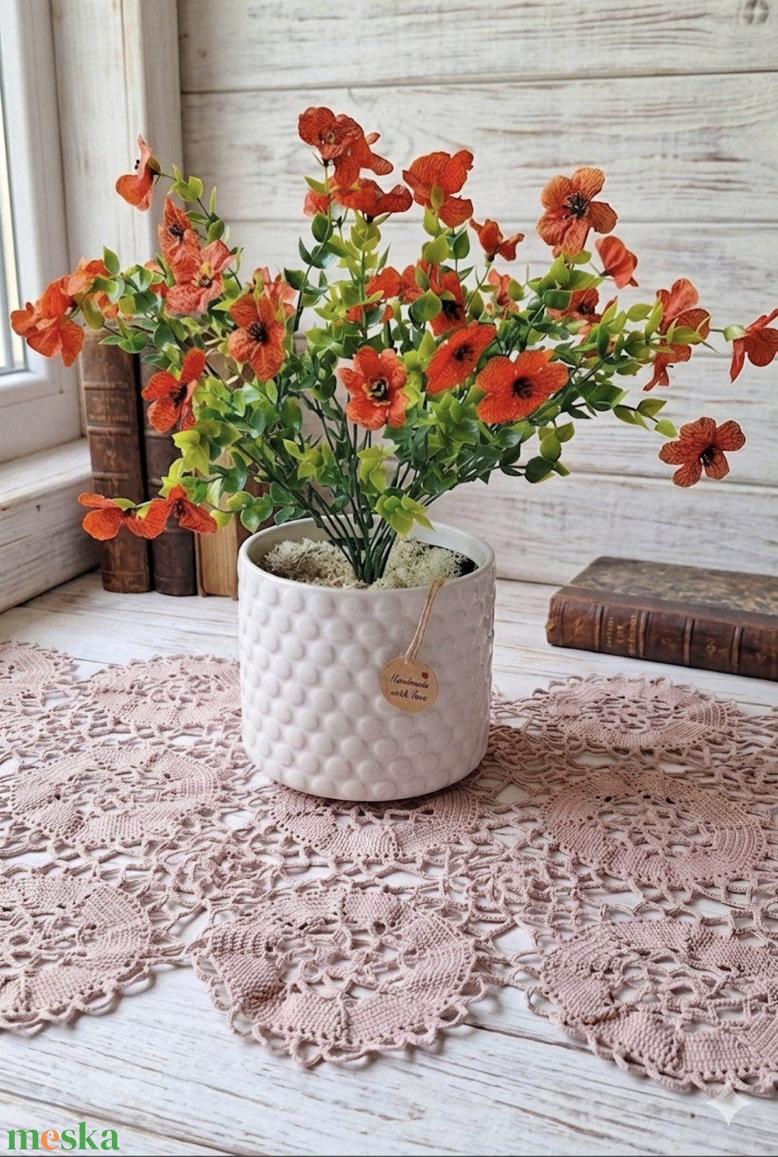 Provence-i álom � Kézműves virág asztaldísz különleges kaspóban(35cm magas) - otthon & életmód - dekoráció - asztal és polc dekoráció - asztaldísz - Meska.hu