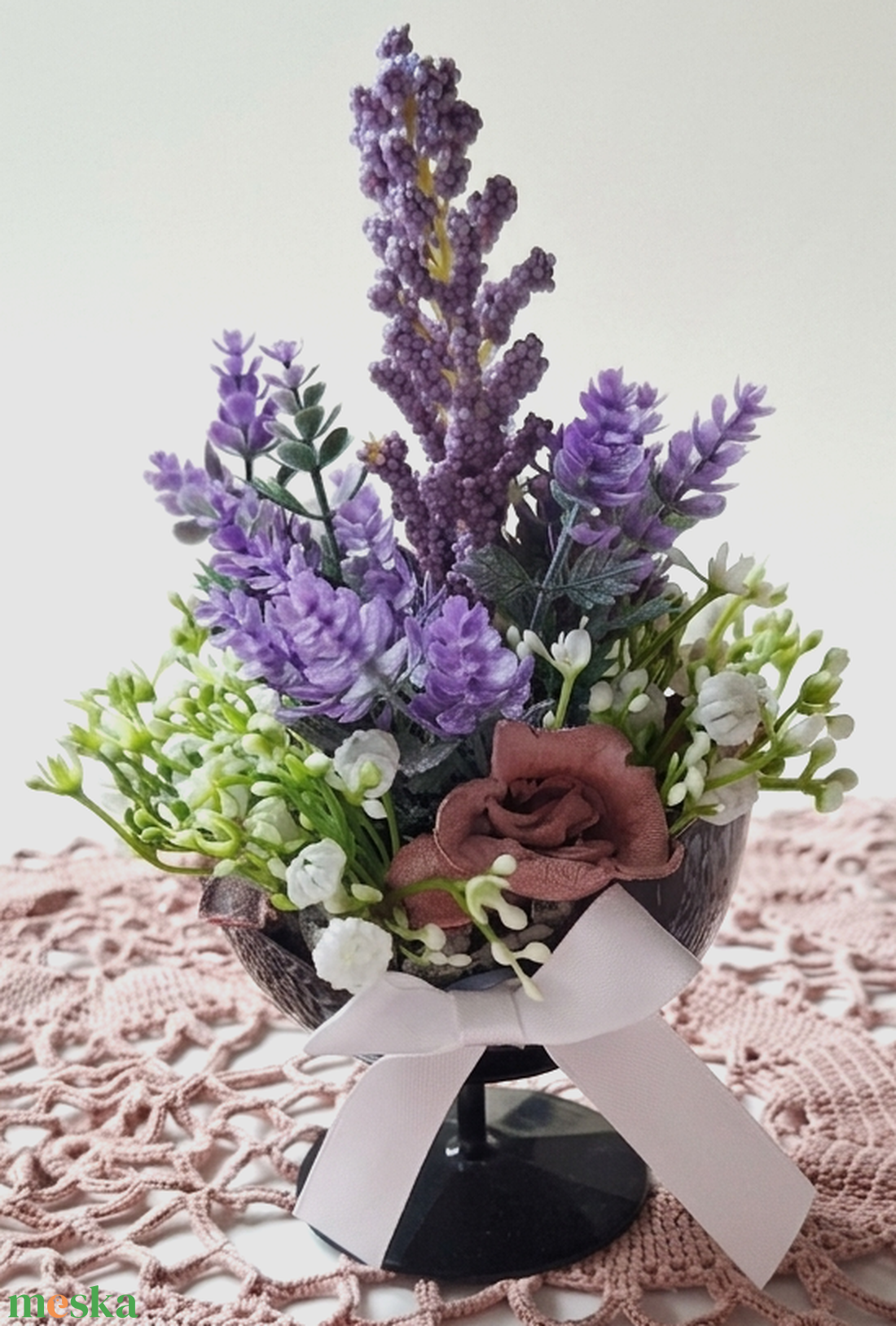 Levendula-varázs � Kézműves asztaldísz kelyhes tartóban(15cm magas) - otthon & életmód - dekoráció - asztal és polc dekoráció - asztaldísz - Meska.hu
