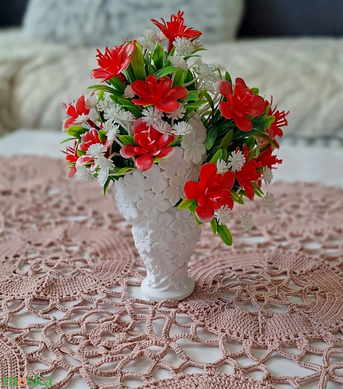 Piros Bűbáj csokor(15cm magas) - otthon & életmód - dekoráció - asztal és polc dekoráció - asztaldísz - Meska.hu
