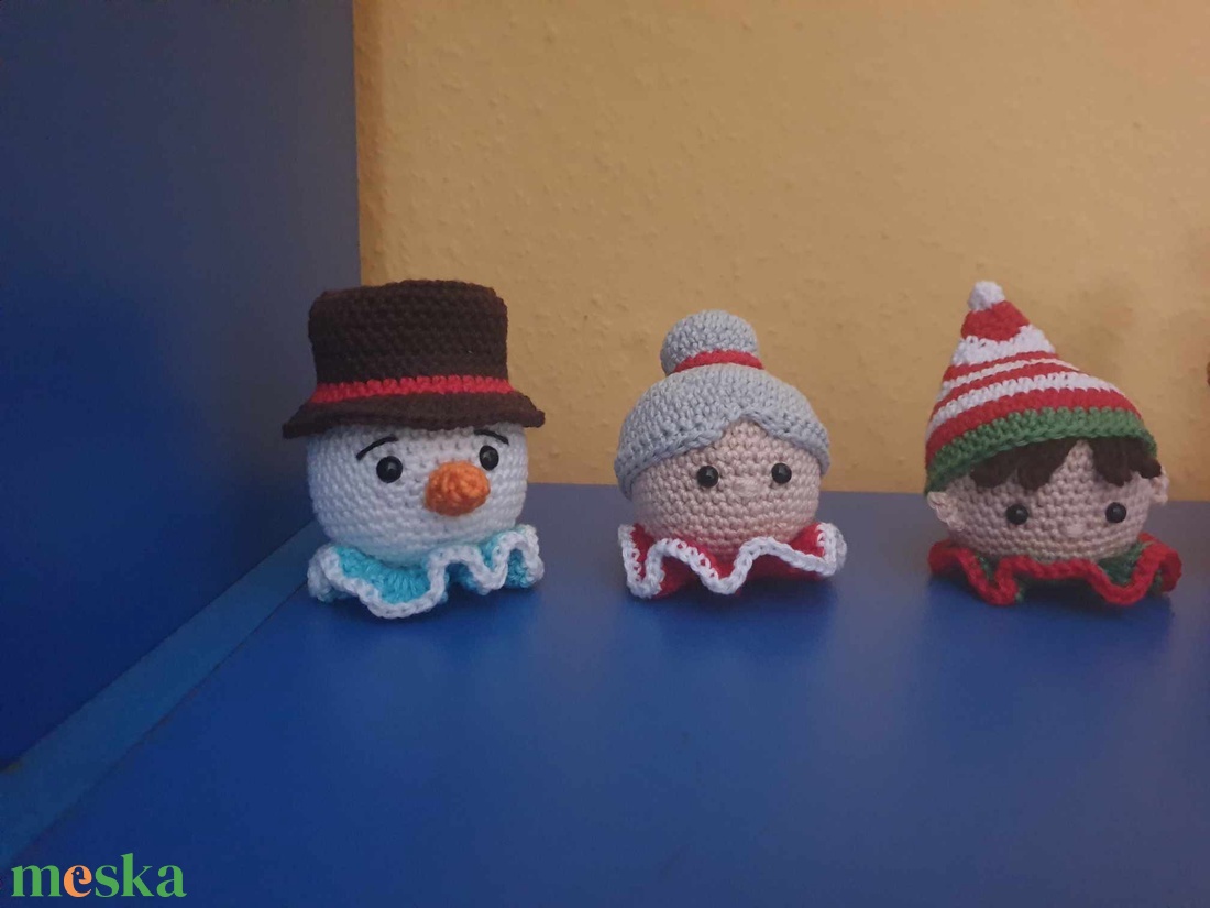 Karácsonyi horgolt amigurumi figurák (6 db) - karácsony - karácsonyi lakásdekoráció - karácsonyi manók, figurák - Meska.hu
