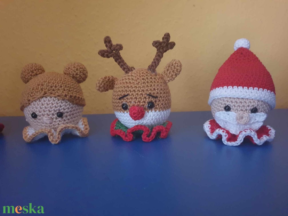 Karácsonyi horgolt amigurumi figurák (6 db) - karácsony - karácsonyi lakásdekoráció - karácsonyi manók, figurák - Meska.hu
