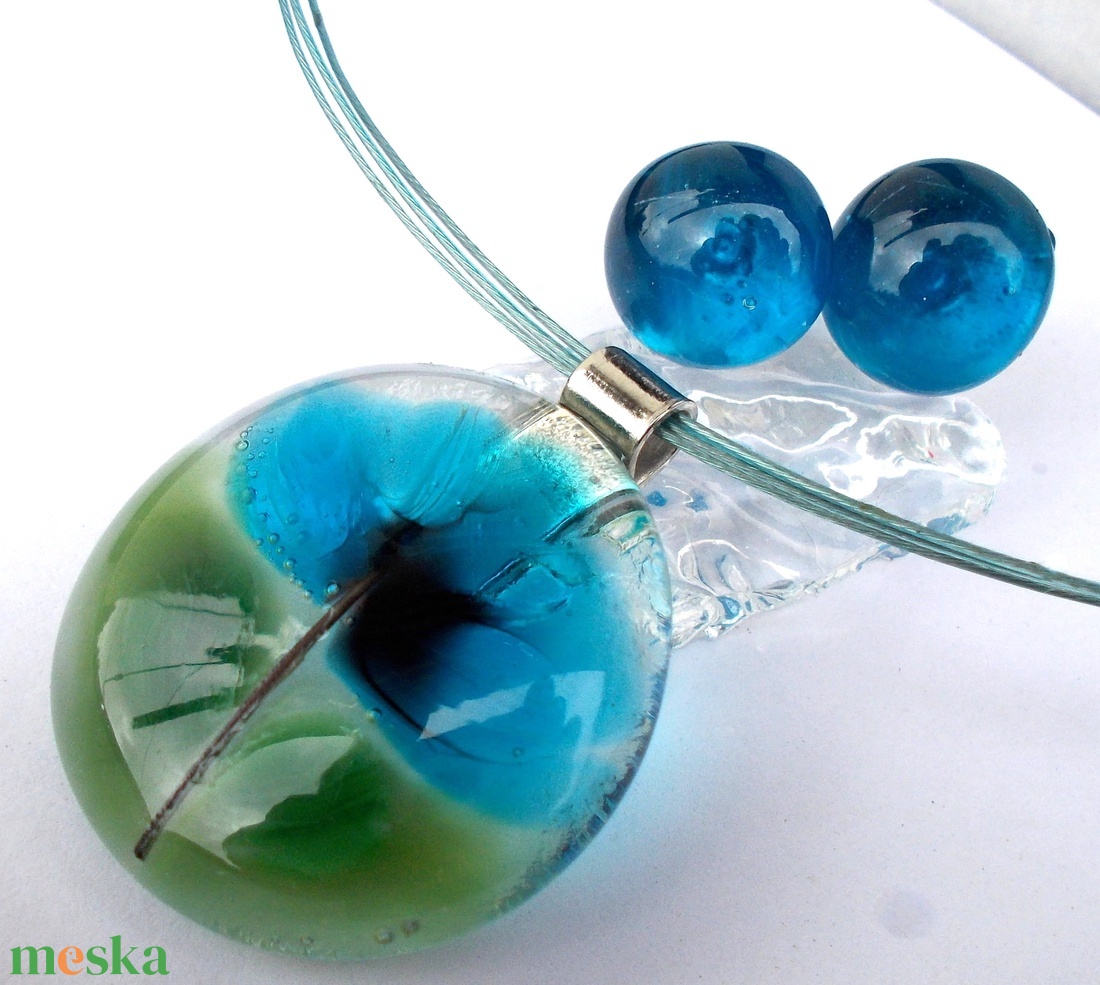 Szellőrózsa üvegékszer szett, ajándék  névnapra, születésnapra. - ékszer - ékszerszett - Meska.hu