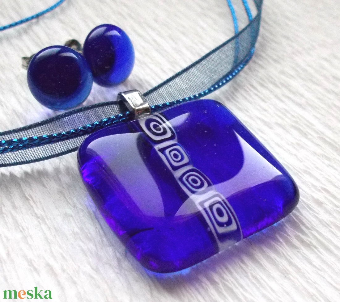 Királykék görög mintával nyaklánc ajándék nőknek névnapra, születésnapra. - ékszer - ékszerszett - Meska.hu